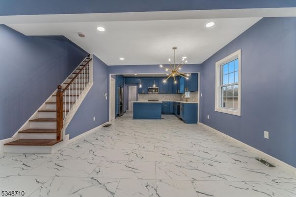 Interior, Kitchen, Marble, Pendant Lights, Recessed Lighting, Stainless Steel Appliances