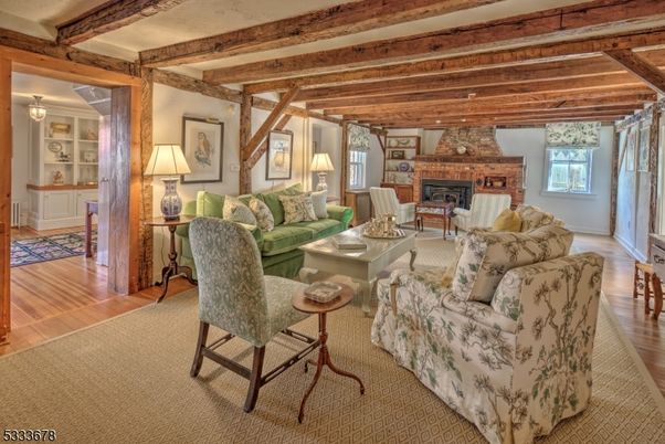 Fireplace, Interior, Living room, Wooden Beams, Wood Texture Flooring
