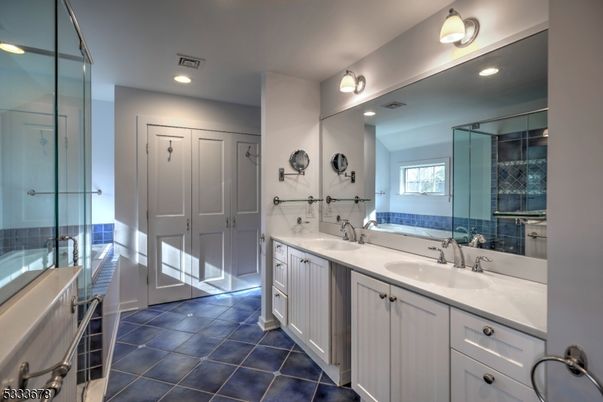 Bathroom, Dual Sink Vanities, Glass Shower, Interior, Recessed Lighting