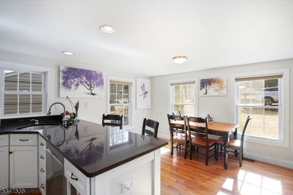 Dining room, Interior, Kitchen, Recessed Lighting, Wood Texture Flooring