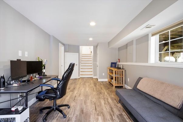 Home Office, Interior, Recessed Lighting, Wood Texture Flooring