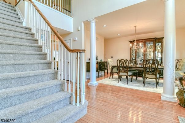 Chandelier, Dining room, Interior, Recessed Lighting, Wood Texture Flooring