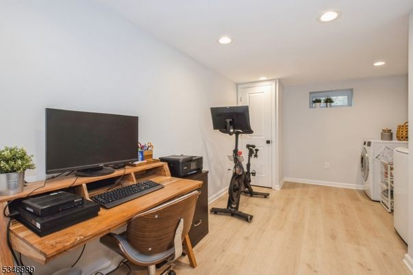 Fitness Equipment, Home Office, Interior, Recessed Lighting, Wood Texture Flooring