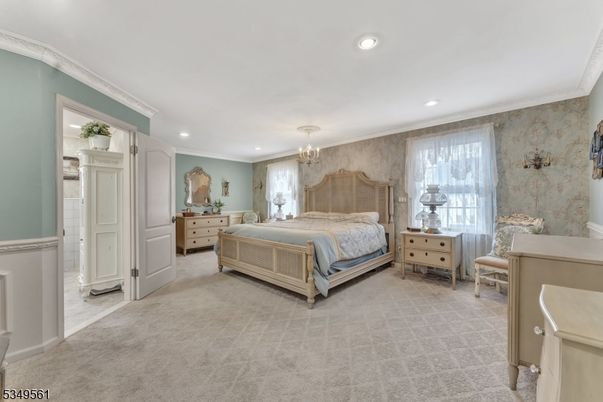 Bedroom, Chandelier, Interior, Recessed Lighting