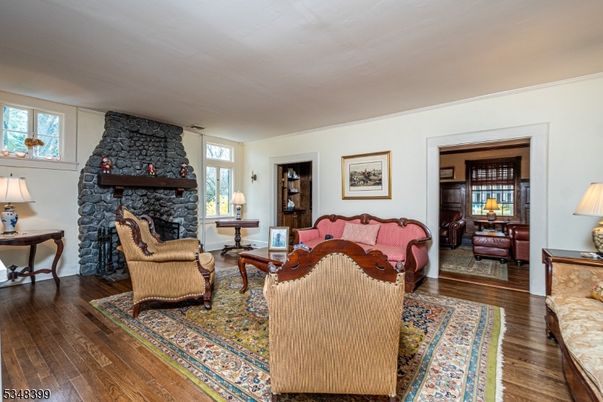 Fireplace, Interior, Living room, Stone Walls, Wood Texture Flooring