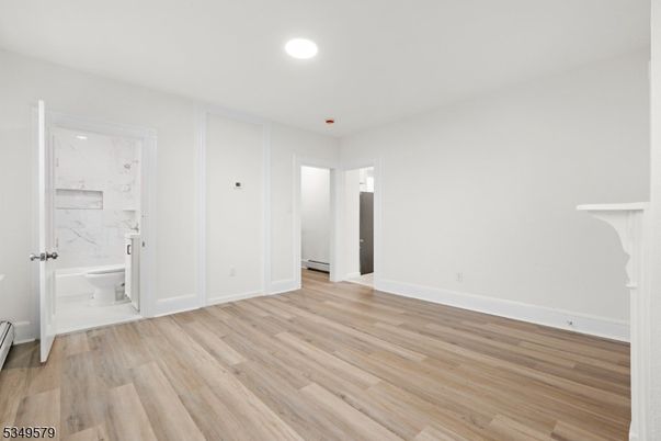 Bathroom, Empty room, Interior, Recessed Lighting, Wood Texture Flooring