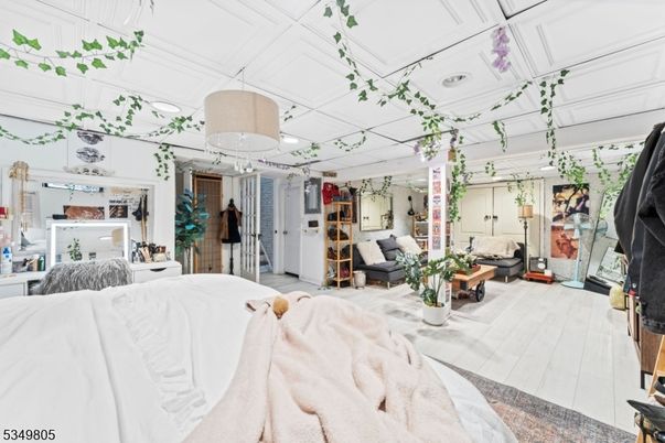 Bedroom, Interior, Pendant Lights, Wood Texture Flooring