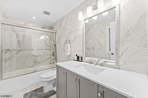 Bathroom, Glass Shower, Interior, Marble Walls, Recessed Lighting