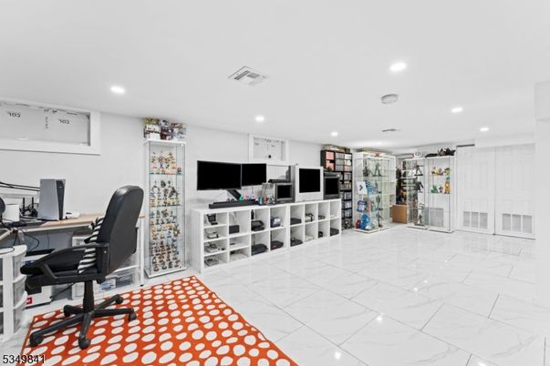 Home Office, Interior, Marble, Recessed Lighting