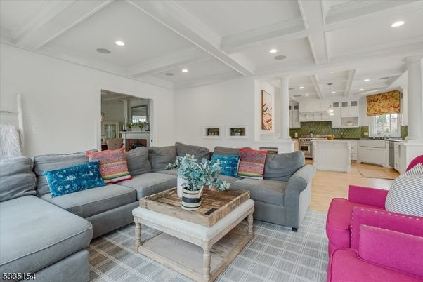 Interior, Kitchen, Living room, Recessed Lighting, Stainless Steel Appliances, Wood Texture Flooring