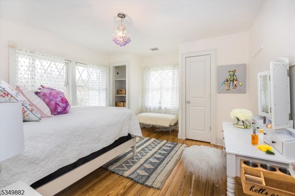 Bedroom, Chandelier, Interior, Wood Texture Flooring