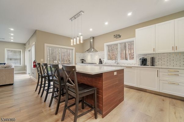 Interior, Kitchen, Pendant Lights, Recessed Lighting, Wood Texture Flooring