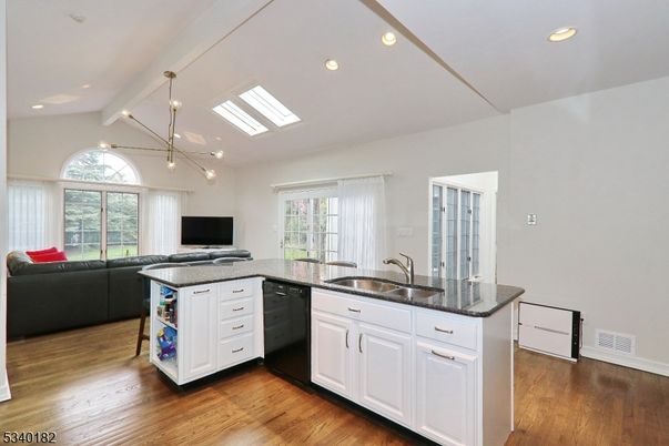 Interior, Kitchen, Living room, Pendant Lights, Recessed Lighting, Wood Texture Flooring