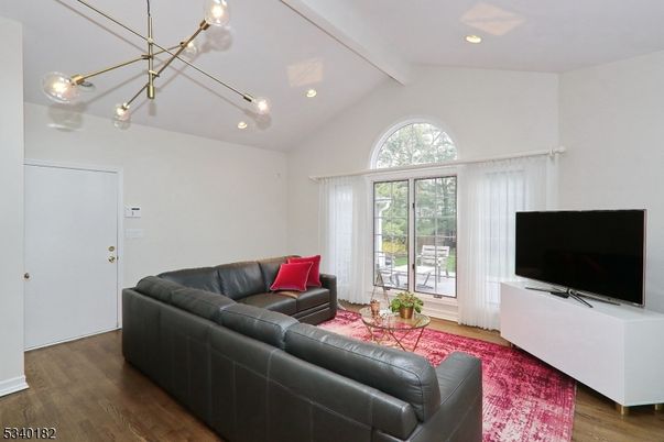 Interior, Living room, Pendant Lights, Recessed Lighting, Wood Texture Flooring