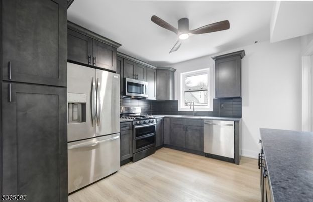 Interior, Kitchen, Stainless Steel Appliances, Wood Texture Flooring