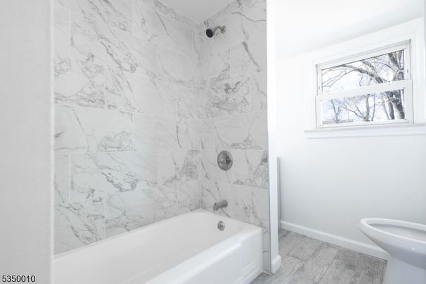 Bathroom, Interior, Marble Walls, Wood Texture Flooring