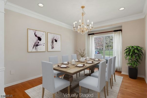 Chandelier, Dining room, Interior, Recessed Lighting, Wood Texture Flooring