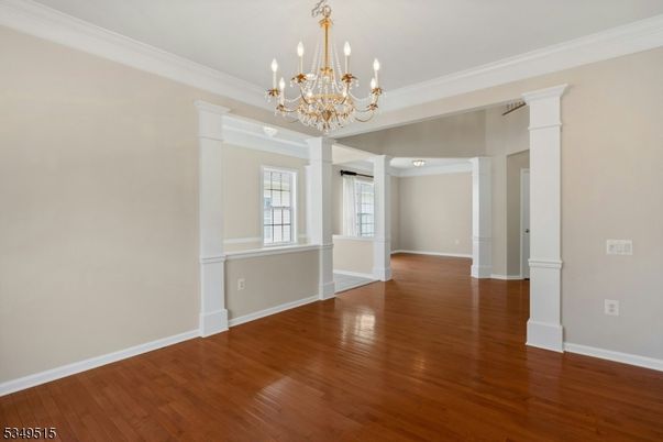 Chandelier, Empty room, Interior, Wood Texture Flooring