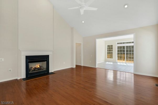 Empty room, Fireplace, Interior, Recessed Lighting, Wood Texture Flooring