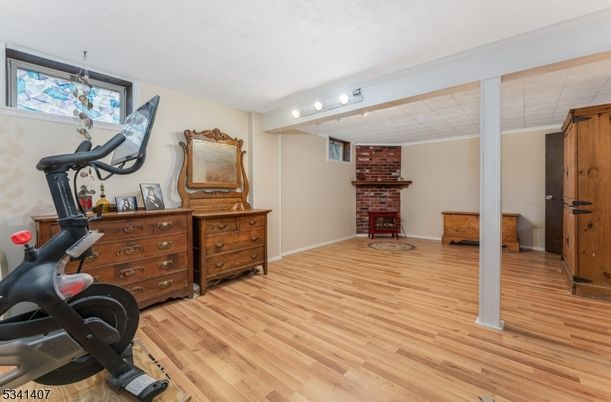 Fitness Equipment, Interior, Stone Walls, Wood Texture Flooring
