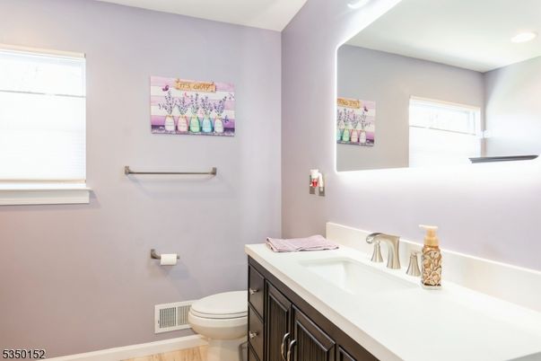 Bathroom, Interior, Recessed Lighting, Wood Texture Flooring