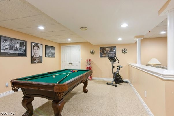 Billiard Table, Fitness Equipment, Game Room, Interior, Recessed Lighting