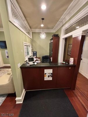 Chandelier, Home Office, Interior, Recessed Lighting, Wood Texture Flooring