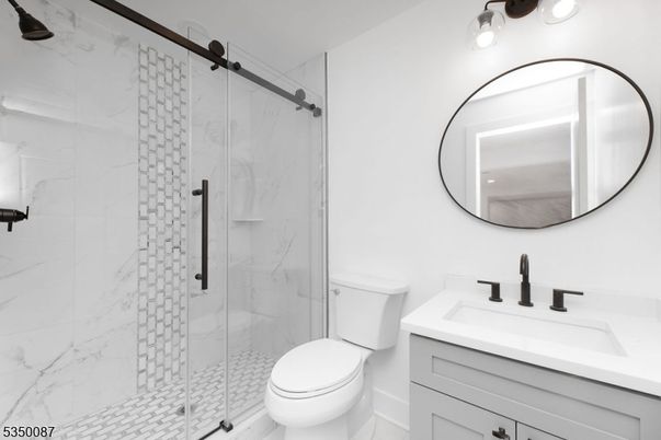 Bathroom, Glass Shower, Interior, Marble Walls