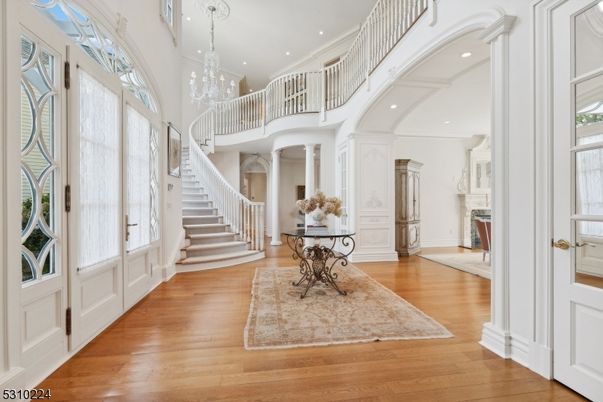 Chandelier, Interior, Recessed Lighting, Wood Texture Flooring