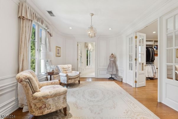Chandelier, Interior, Recessed Lighting, Walk-in Closets, Wood Texture Flooring