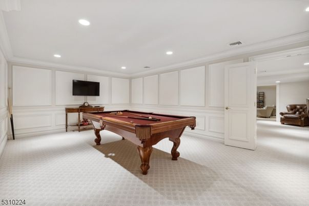 Billiard Table, Game Room, Interior, Recessed Lighting