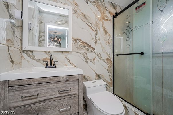 Bathroom, Glass Shower, Interior, Marble Walls