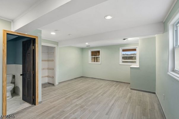 Bathroom, Empty room, Interior, Recessed Lighting, Wood Texture Flooring