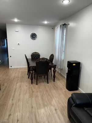 Dining room, Interior, Recessed Lighting, Wood Texture Flooring