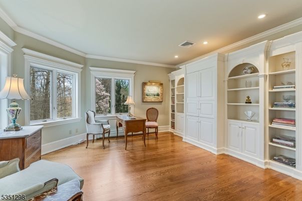 Home Office, Interior, Recessed Lighting, Wood Texture Flooring