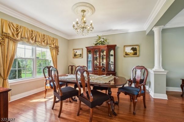 Chandelier, Dining room, Interior, Wood Texture Flooring