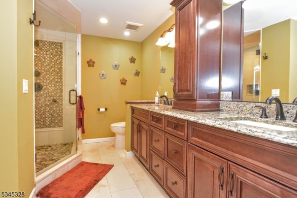Bathroom, Dual Sink Vanities, Glass Shower, Interior, Recessed Lighting
