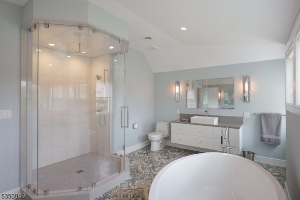 Bathroom, Dual Sink Vanities, Free Standing Baths, Glass Shower, Interior, Recessed Lighting