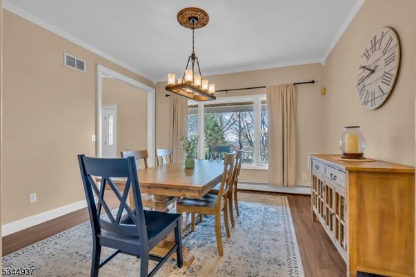 Chandelier, Dining room, Interior, Pendant Lights, Wood Texture Flooring