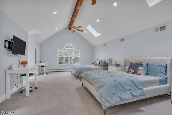 Bedroom, Interior, Recessed Lighting, Wooden Beams