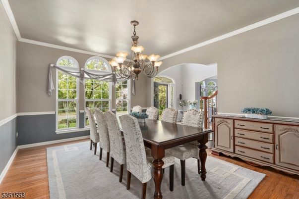 Chandelier, Dining room, Interior, Wood Texture Flooring