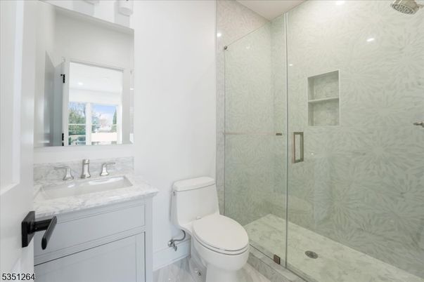 Bathroom, Glass Shower, Interior, Marble, Marble Walls, Recessed Lighting