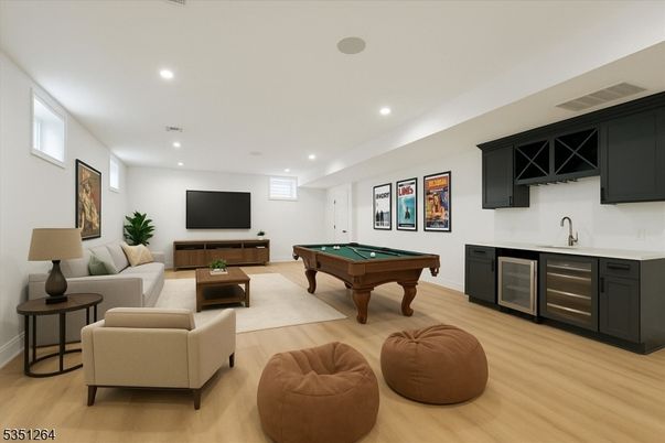 Billiard Table, Game Room, Interior, Living room, Recessed Lighting, Wood Texture Flooring