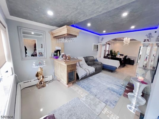 Chandelier, Fireplace, Interior, Living room, Recessed Lighting
