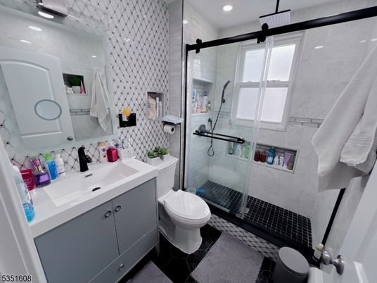 Bathroom, Glass Shower, Interior, Recessed Lighting