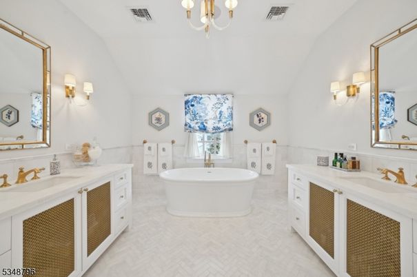 Bathroom, Chandelier, Dual Sink Vanities, Free Standing Baths, Interior