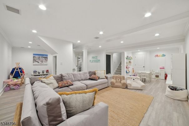 Interior, Living room, Recessed Lighting, Wood Texture Flooring