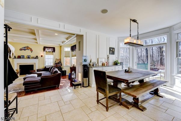 Dining room, Fireplace, Interior, Living room, Pendant Lights, Recessed Lighting