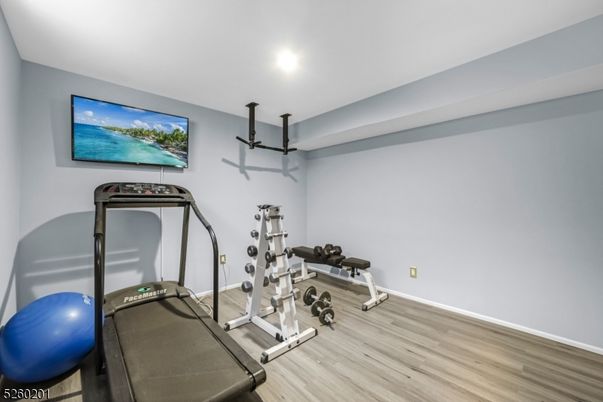 Fitness Equipment, Interior, Recessed Lighting, Wood Texture Flooring