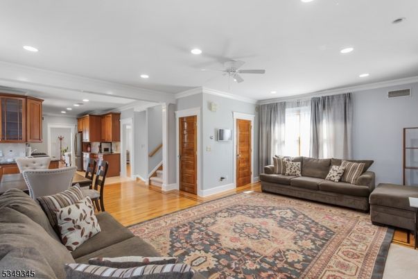 Interior, Kitchen, Living room, Recessed Lighting, Wood Texture Flooring